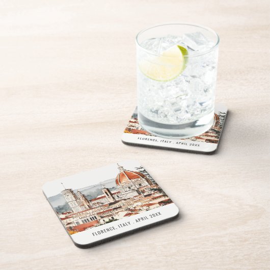 Florence Cathedral Italië Waterverf Italiaans reiz Bier Onderzetter (Rechterzijde)