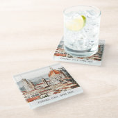 Florence Cathedral Italië Waterverf Italiaans reiz Glazen Onderzetter (Schuin)