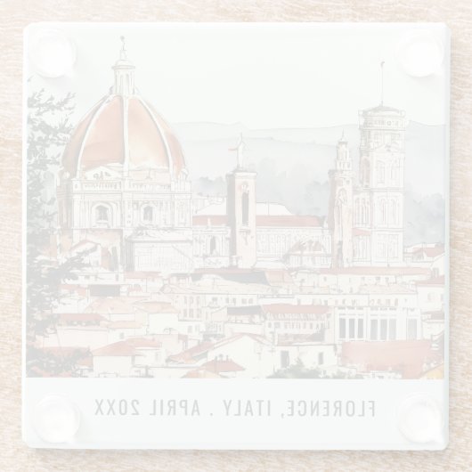 Florence Cathedral Italië Waterverf Italiaans reiz Glazen Onderzetter (Achterkant)