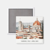 Florence Cathedral Italië Waterverf Italiaans reiz Magneet (Voorkant / Achterkant)