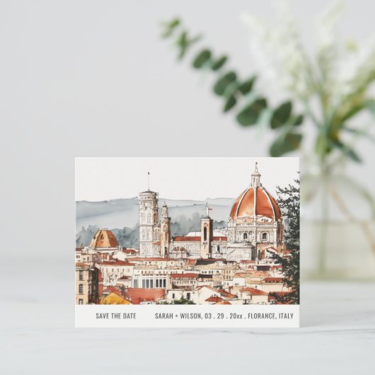 Florence Cathedral Italië Waterverf sparen de datu Briefkaart (Staand voorkant)