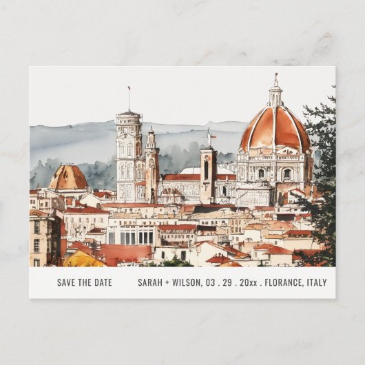 Florence Cathedral Italië Waterverf sparen de datu Briefkaart (Voorkant)