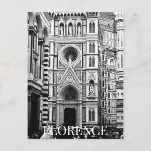 Florence Cathedral + Toeristen Italië BW Briefkaart