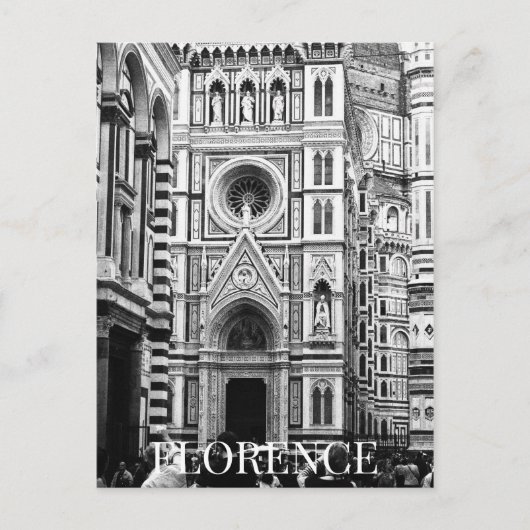 Florence Cathedral + Toeristen Italië BW Briefkaart (Voorkant)