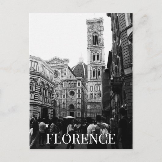 Florence Cathedral + Toeristen Italië (BW) Briefkaart (Voorkant)