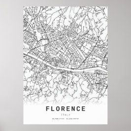 Florence City Cartografie Kaart Poster