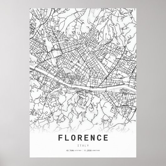 Florence City Cartografie Kaart Poster (Voorkant)