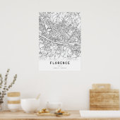 Florence City Cartografie Kaart Poster (Keuken)