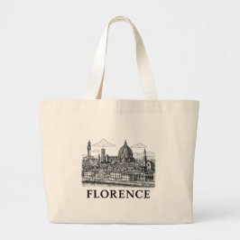 Florence Cityscape – Duomo Cathedral Line Art Grote Tote Bag