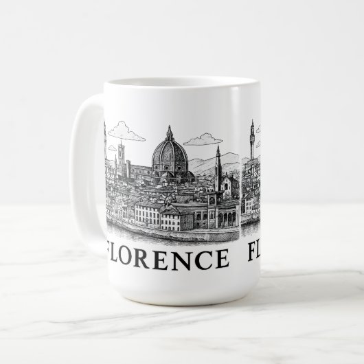 Florence Cityscape – Duomo Cathedral Line Art Koffiemok (Voorkant links)