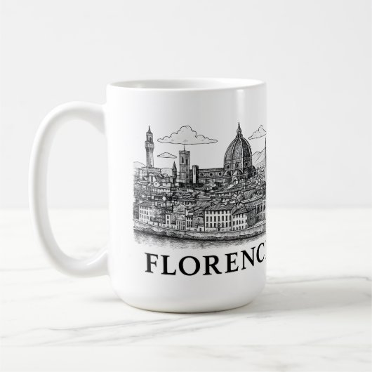 Florence Cityscape – Duomo Cathedral Line Art Koffiemok (Links)