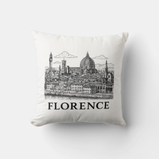 Florence Cityscape – Duomo Cathedral Line Art Kussen
