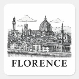 Florence Cityscape – Duomo Cathedral Line Art Vierkante Sticker