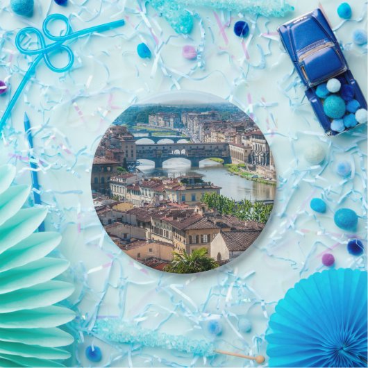 Florence cityscape - Ponte Vecchio over de Arno Papieren Bordje (Feest)