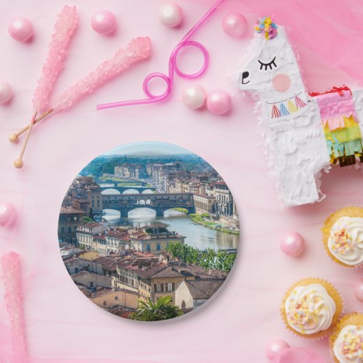 Florence cityscape - Ponte Vecchio over de Arno Papieren Bordje (Feest)