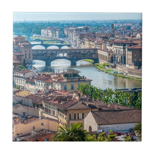 Florence cityscape - Ponte Vecchio over de Arno Tegeltje (Voorkant)