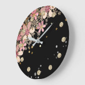 Florence donkerbloemen glitter zilverelegant zwart grote klok (Hoek)