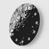 Florence donkerbloemen glitter zilverelegant zwart grote klok (Hoek)