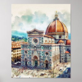 Florence Duomo Italië Waterverf Art Poster