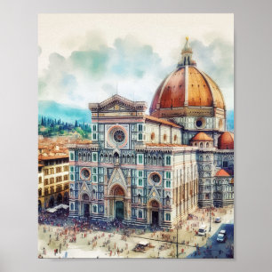 Florence Duomo Italië Waterverf Art Poster