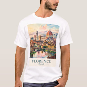 Florence Duomo Kathedraal Aquarel Italië Reizen T-shirt