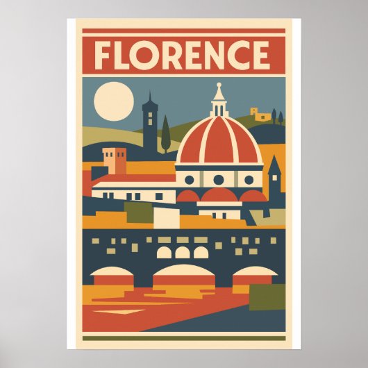 Florence Duomo Poster Vintage Reizen Italië (Voorkant)