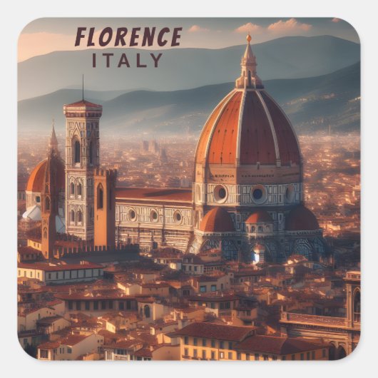 Florence Duomo Santa Maria del Fiore Italië Reizen Vierkante Sticker (Voorkant)