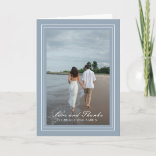 Florence Dusty Blue Elegant Wedding Bedankkaart