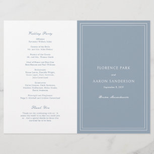 Florence Dusty Blue Elegant Wedding Programma Flyer