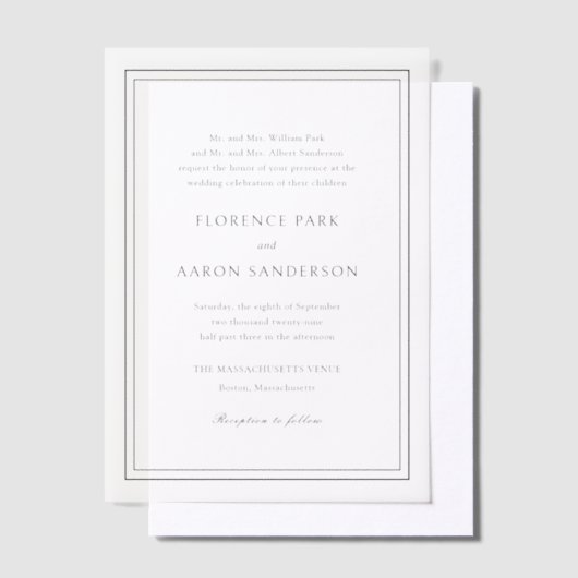 Florence Elegante bruiloft Vellum Uitnodigingen (Offset)