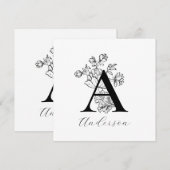 Florence Family Monogram Letter A Note Cards (Voorkant / Achterkant)