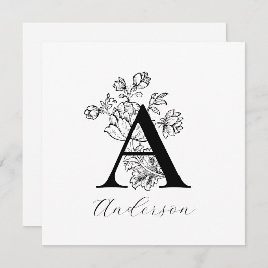 Florence Family Monogram Letter A Note Cards (Voorkant / Achterkant)