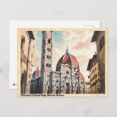Florence Firenze Italië Kerk Duomo Vintage Briefkaart (Voorkant / Achterkant)