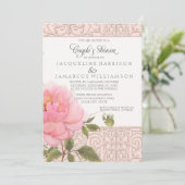 Florence Flower Pink Peonies Elegant Couples Showe Kaart (Staand voorkant)