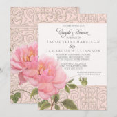 Florence Flower Pink Peonies Elegant Couples Showe Kaart (Voorkant / Achterkant)