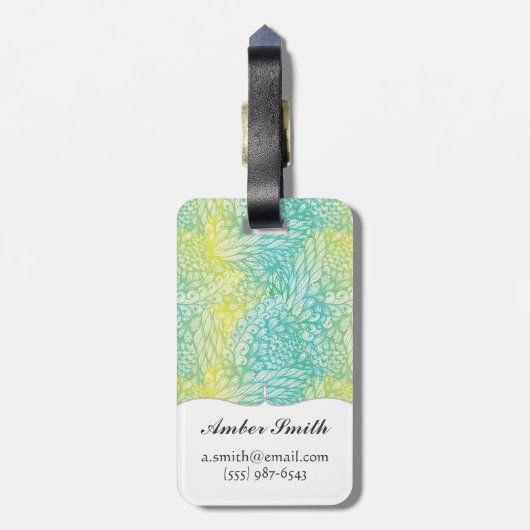 Florence  geel en blauw gradiënt bagagelabel (Achterkant verticaal)