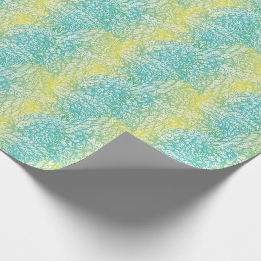 Florence  geel en blauw gradiënt cadeaupapier (Hoek)
