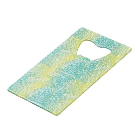 Florence  geel en blauw gradiënt creditkaart flessenopener (Achterkant Gekanteld)