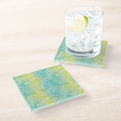 Florence  geel en blauw gradiënt glazen onderzetter (Schuin)