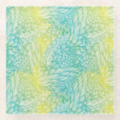 Florence  geel en blauw gradiënt glazen onderzetter (Voorkant)