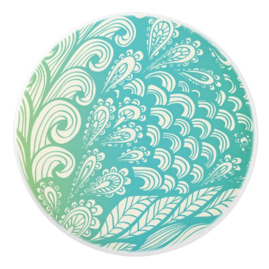 Florence geel en blauw gradiënt keramische knop (Voorkant)