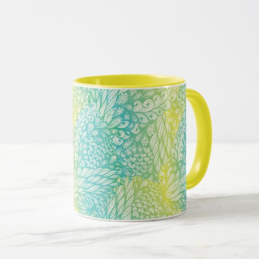 Florence  geel en blauw gradiënt mok (Voorkant rechts)