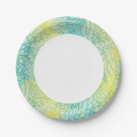 Florence geel en blauw gradiënt papieren bordje (Voorkant)