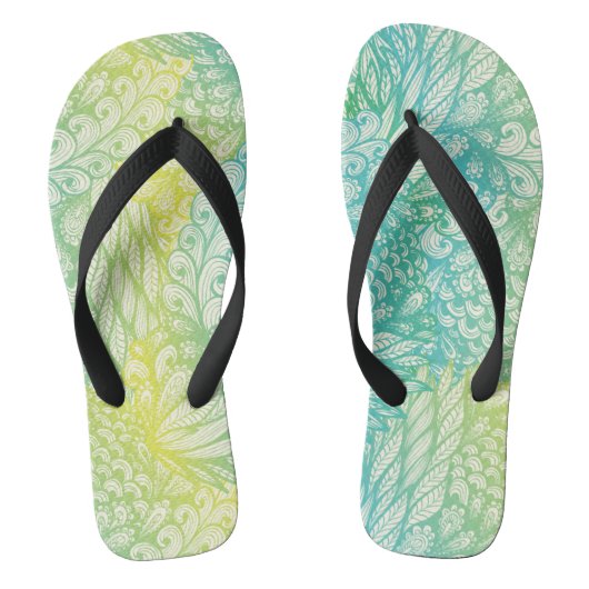 Florence  geel en blauw gradiënt teenslippers (Voetbed)