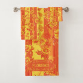 Florence Geel en Sinaasappel Bloemen Bad Handdoek (Insitu)