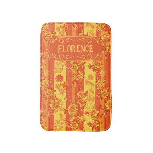 Florence Geel en Sinaasappel Bloemen Badmat (Voorkant Verticaal)