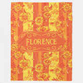 Florence Geel en Sinaasappel Bloemen Fleece Deken (Voorkant)