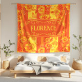 Florence Geel en Sinaasappel Bloemen Fleece Deken