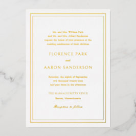 Florence Gold Elegante bruiloft Folie Uitnodiging