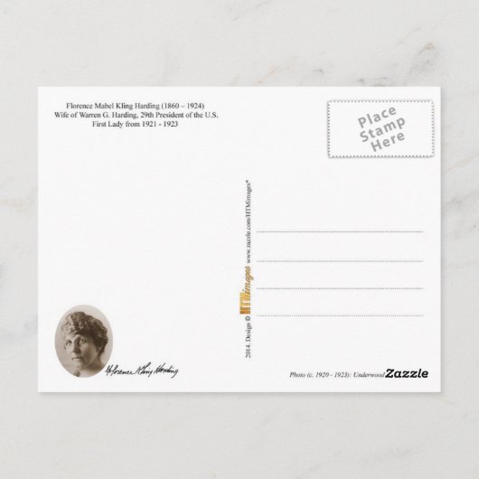 Florence Harding, First Lady van de VS Briefkaart (Achterkant)